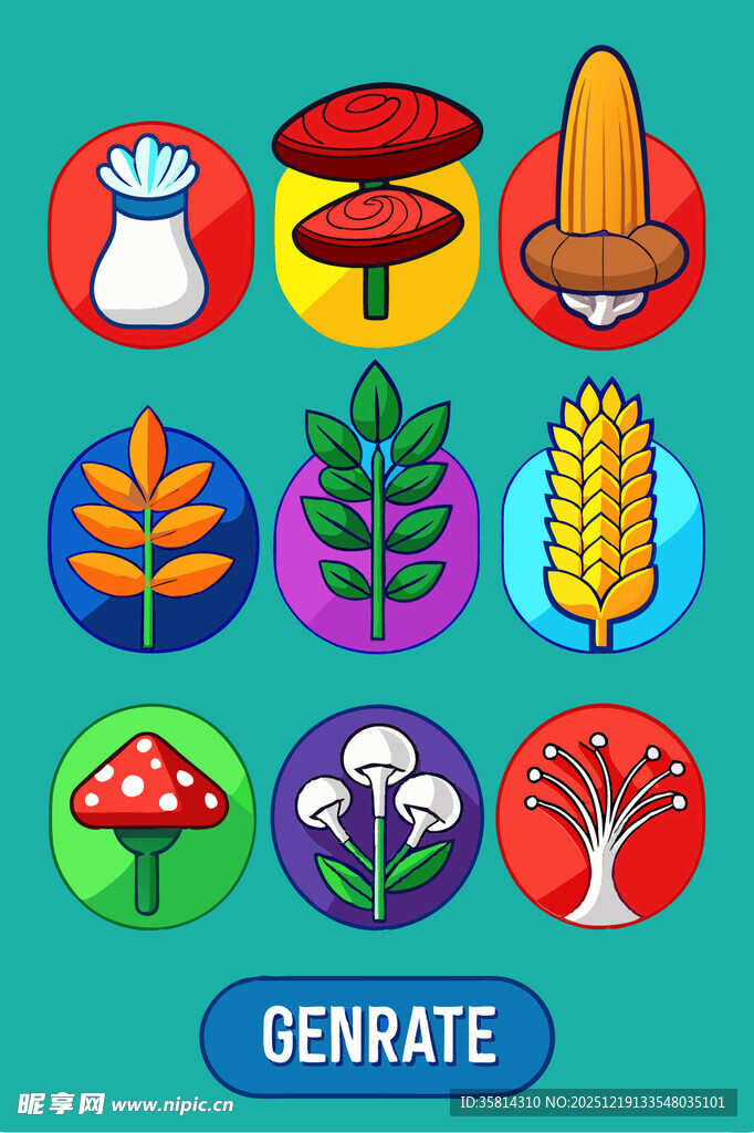 多彩农业元素图标集合