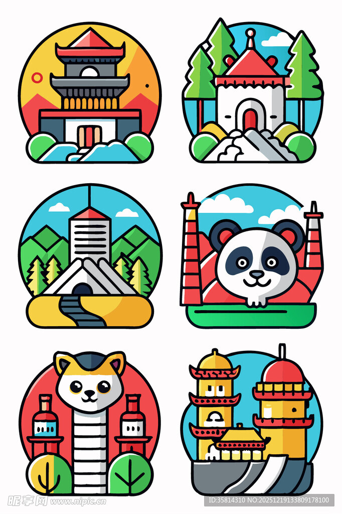 中国城市地标建筑图标集