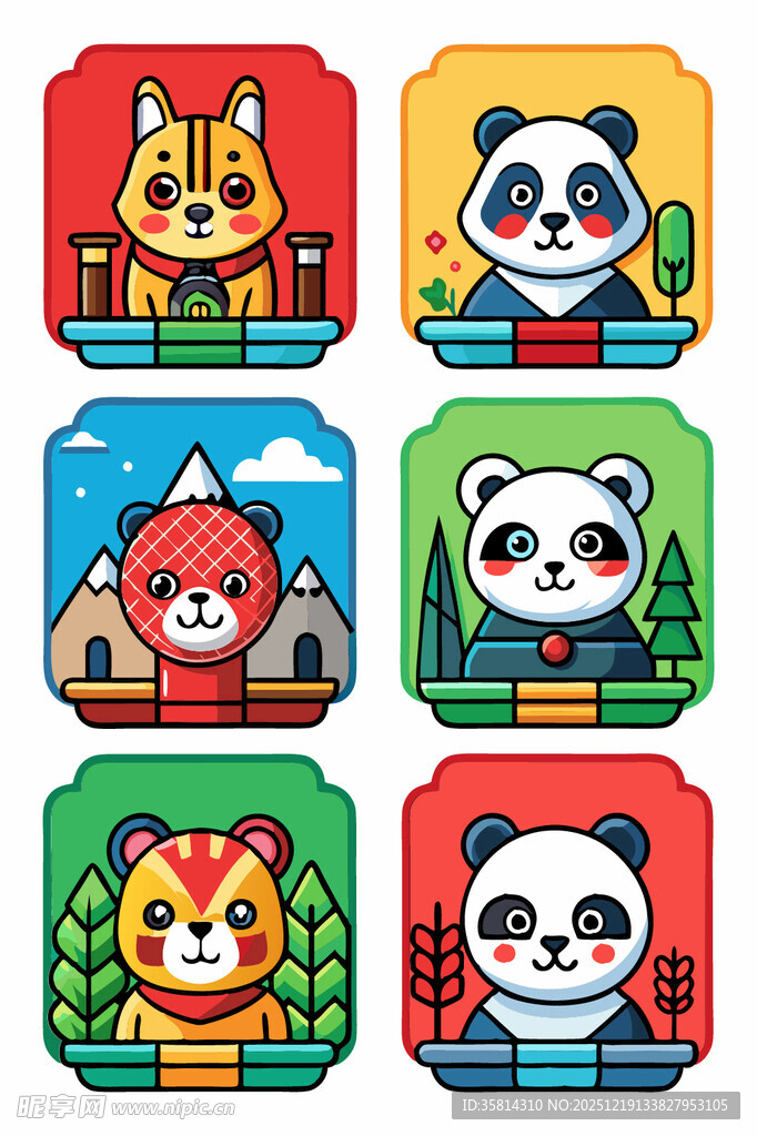 动物卡通图标集合