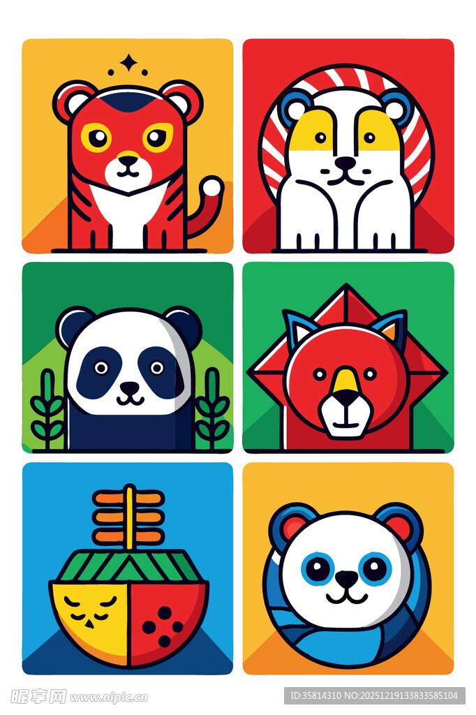 动物主题多彩卡通图案