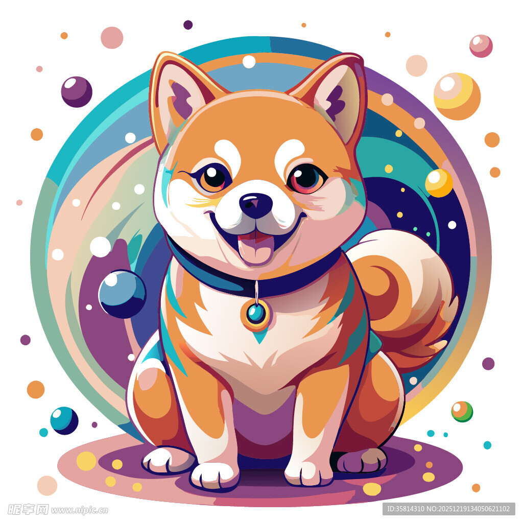 可爱柴犬的梦幻插画世界