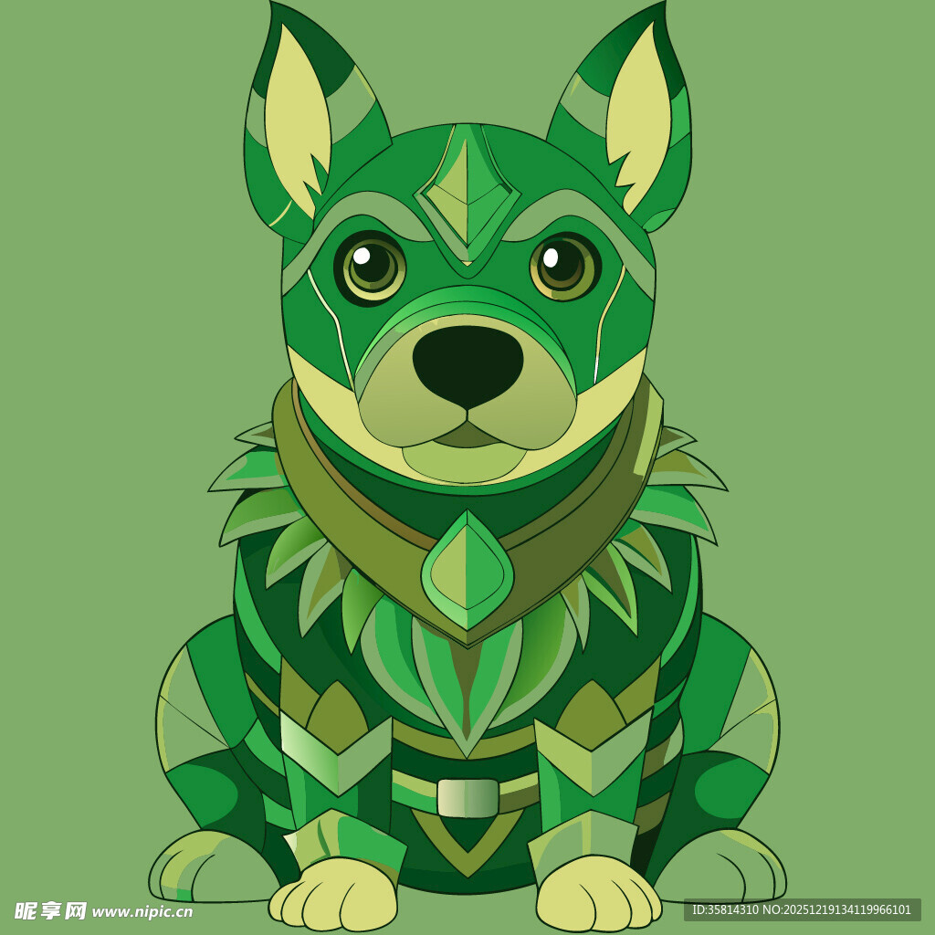 绿色几何风可爱狗狗形象