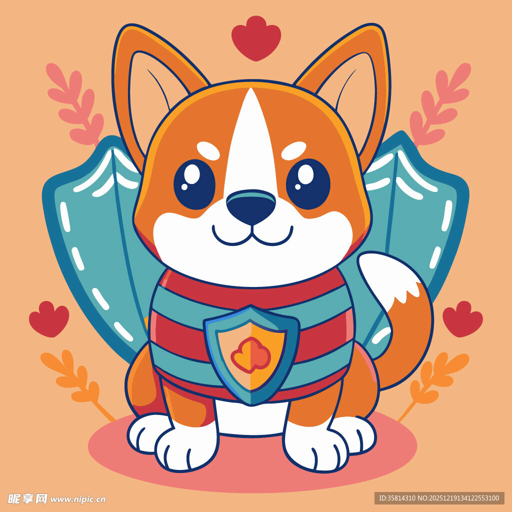 可爱柯基超级英雄形象