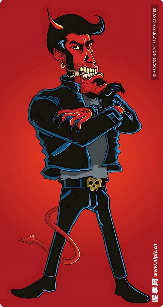 恶魔男子双臂交叉显霸气