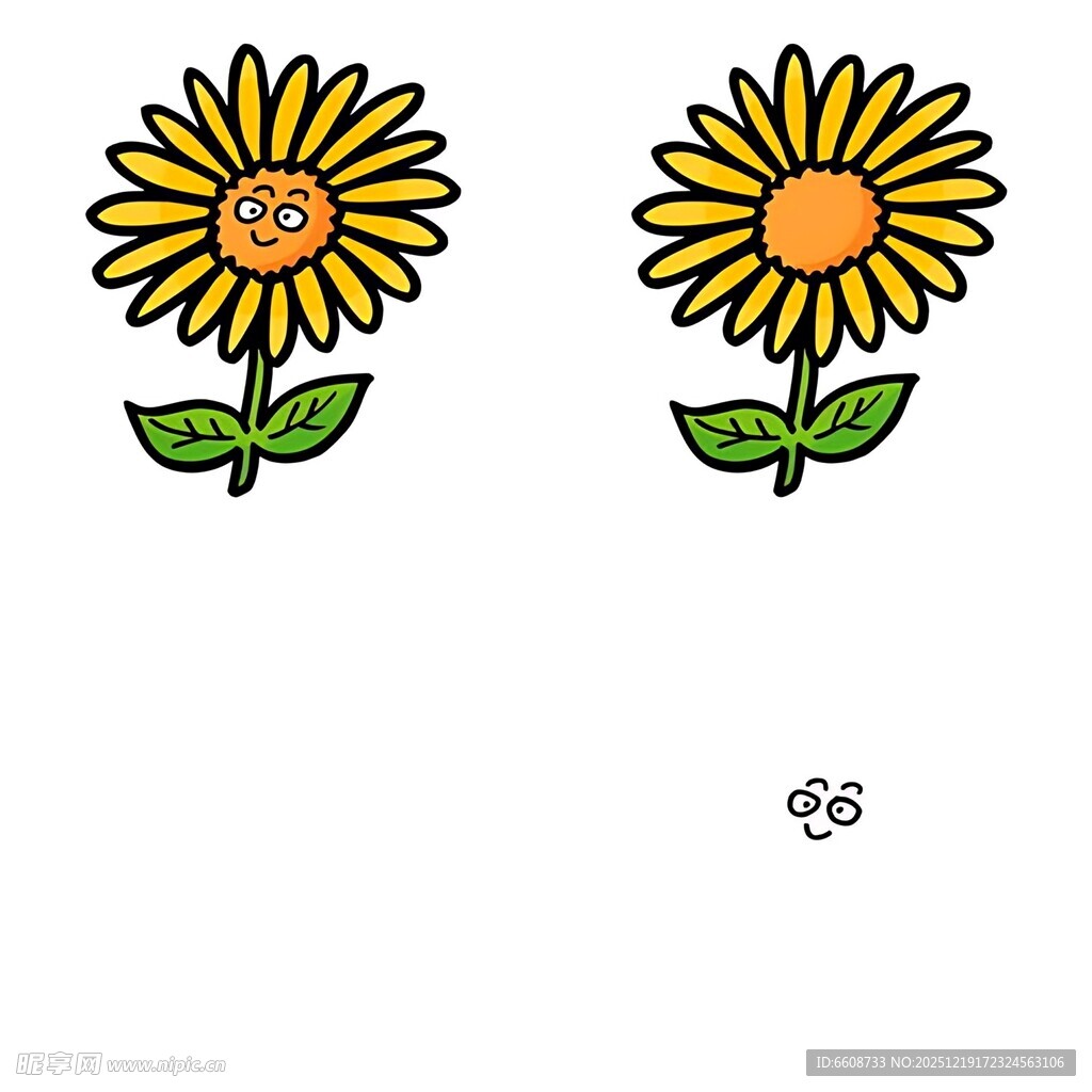 两朵卡通向日葵图案