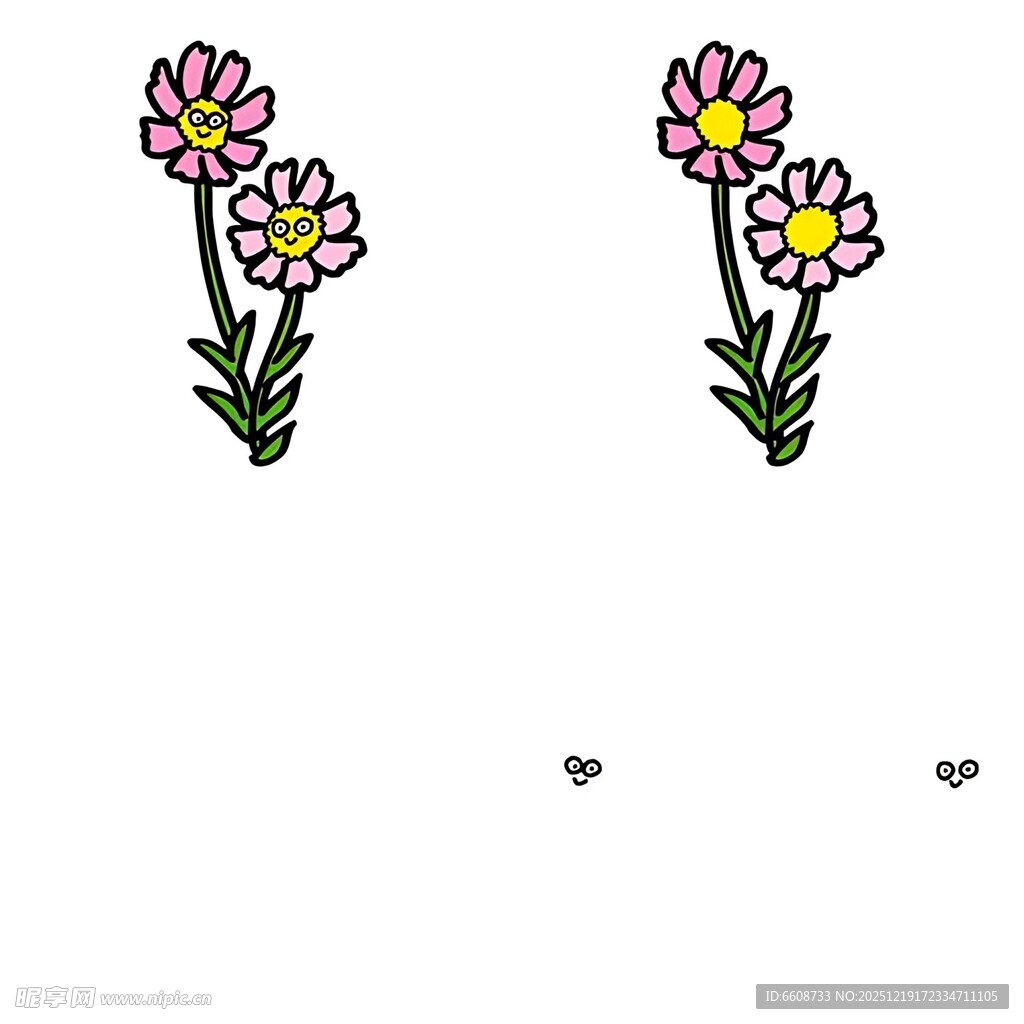 手绘清新花朵图案