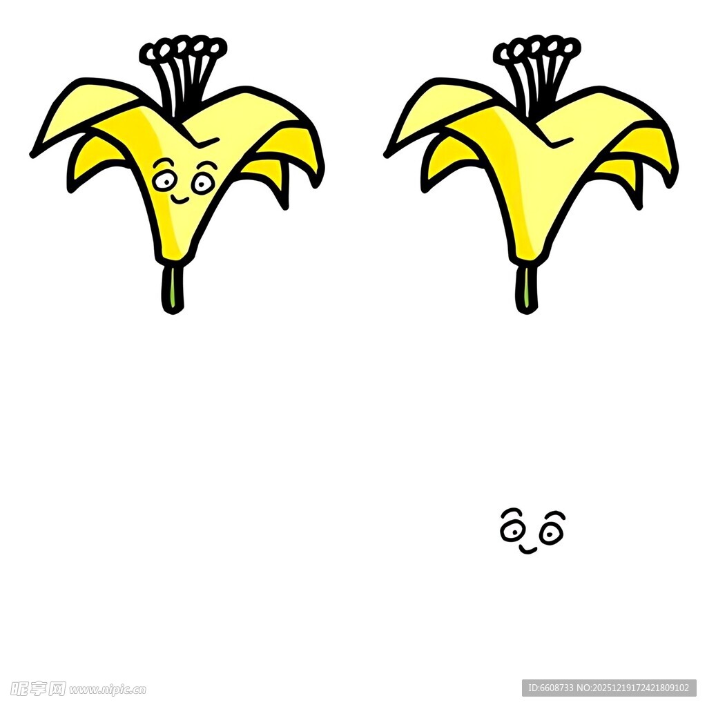 卡通香蕉花朵插画