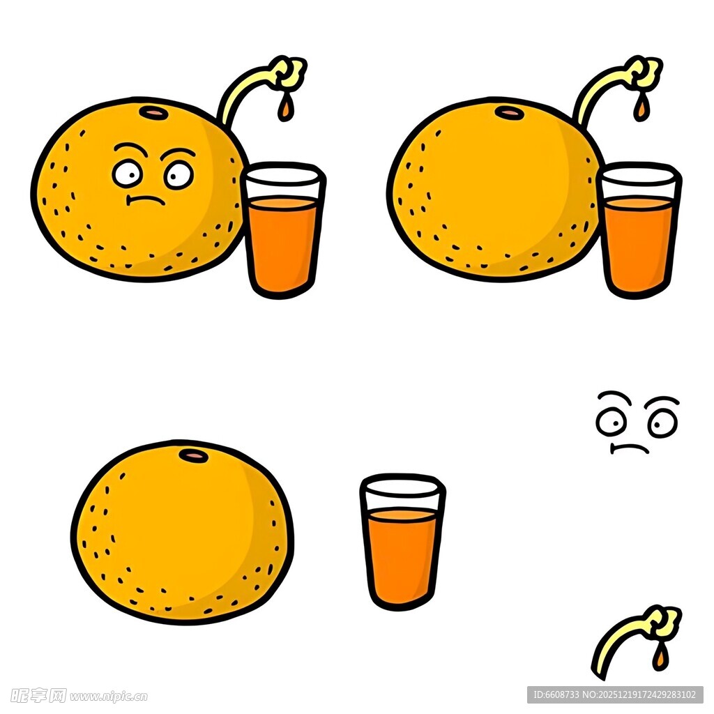 橙子榨汁有趣卡通图案