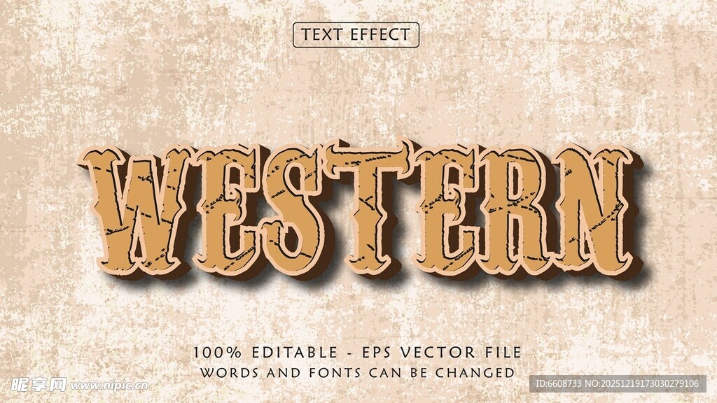 西部主题复古风格文字设计