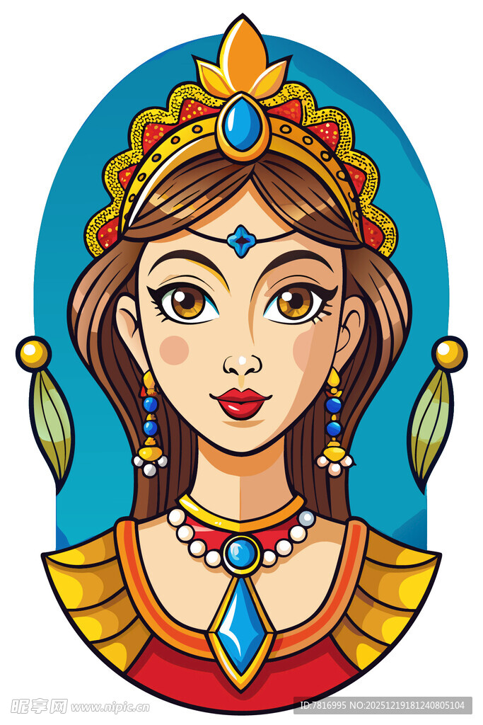 古埃及风格女性头像插画