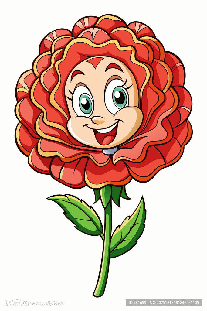 微笑的卡通玫瑰花