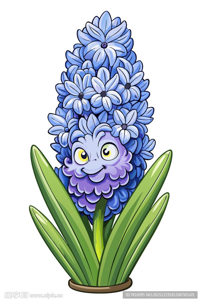 可爱风蓝色风信子卡通形象