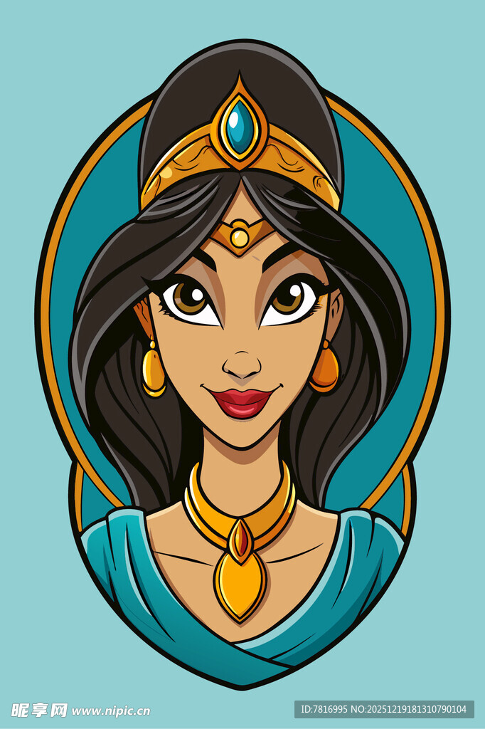 阿拉伯公主形象插画