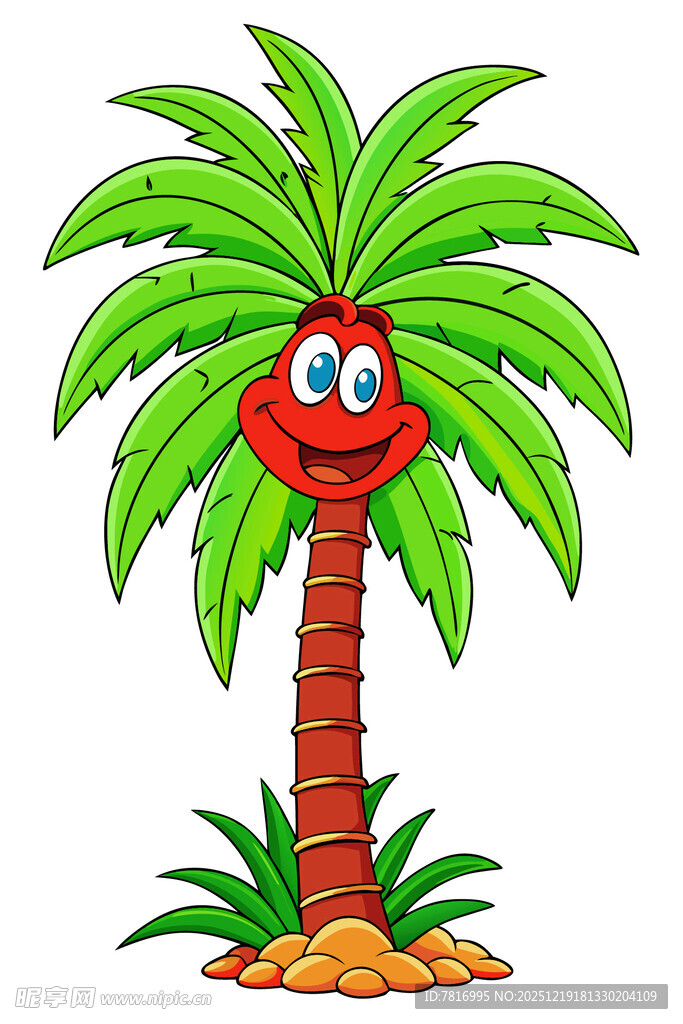 笑脸棕榈树卡通形象
