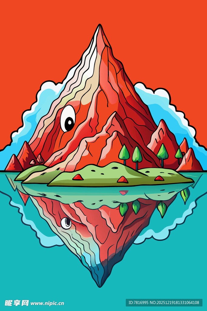 卡通风格的奇幻山峰景观