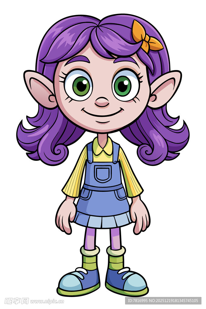 紫色头发小精灵女孩