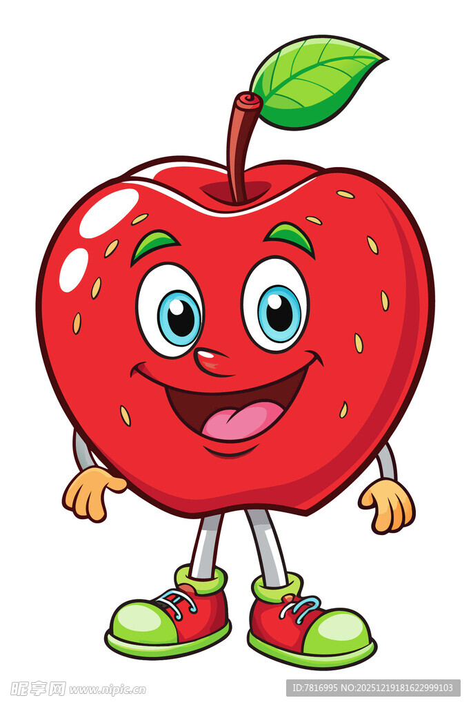 可爱拟人化红苹果形象