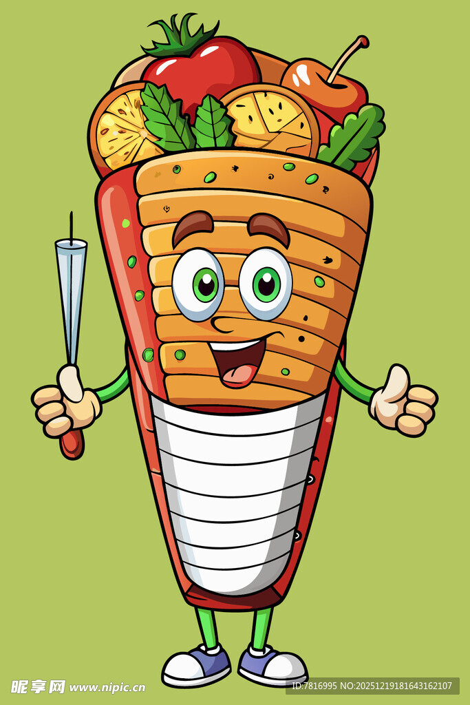 卡通蔬菜卷持餐具形象