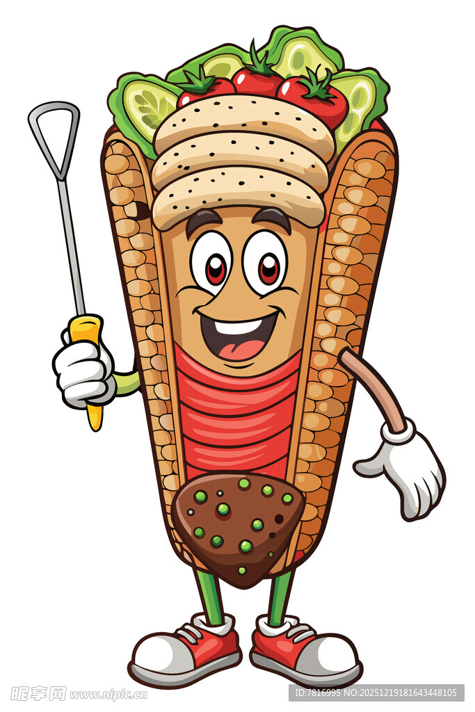 卡通热狗形象手持苍蝇拍