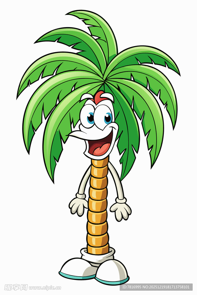 卡通棕榈树形象容满面