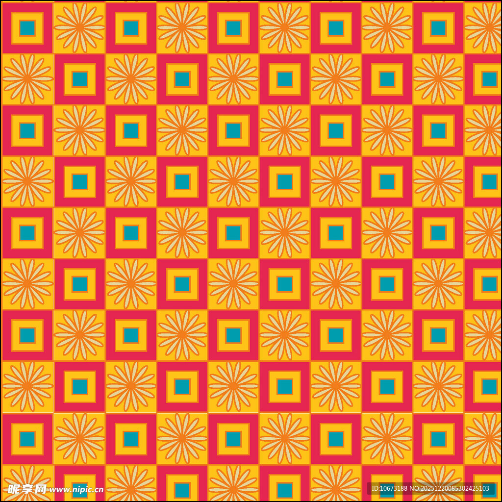 橙底几何方格图案纹理