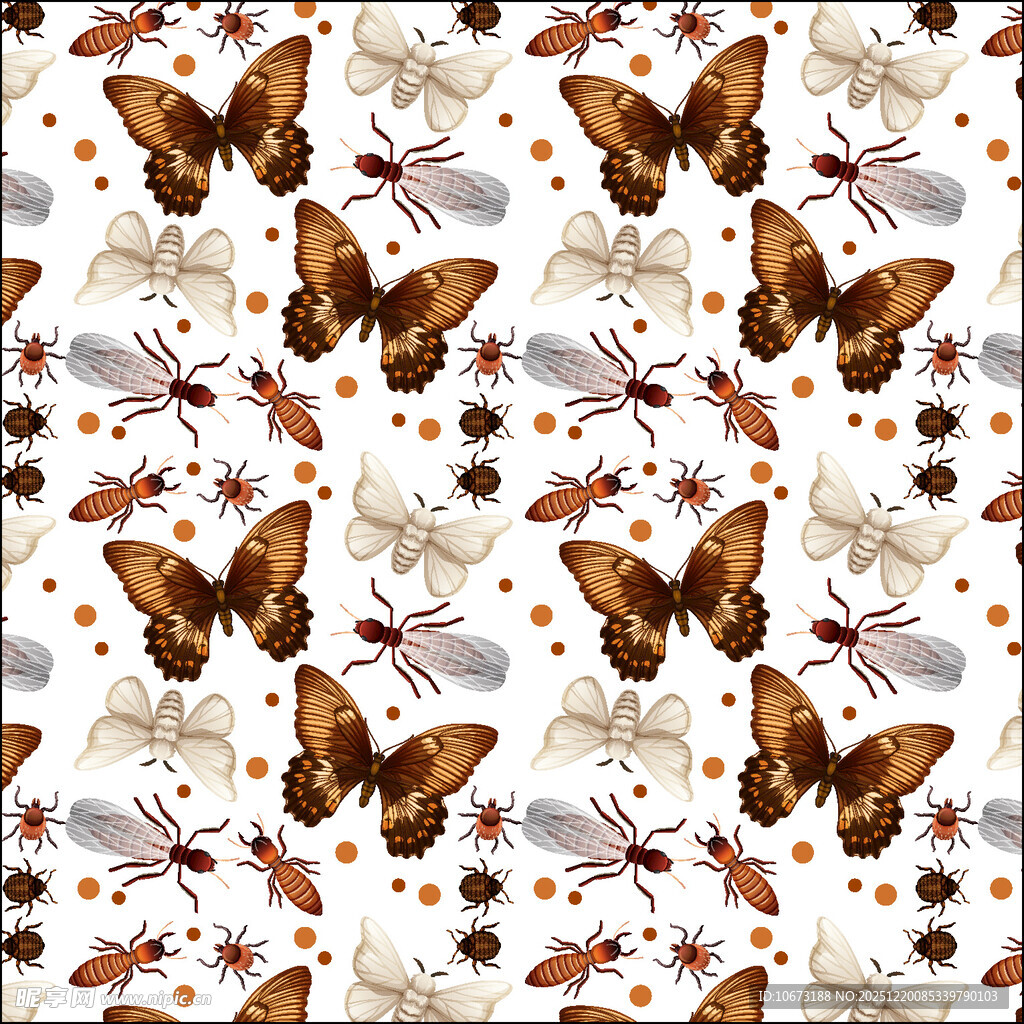 蝴蝶花卉图案无缝背景图