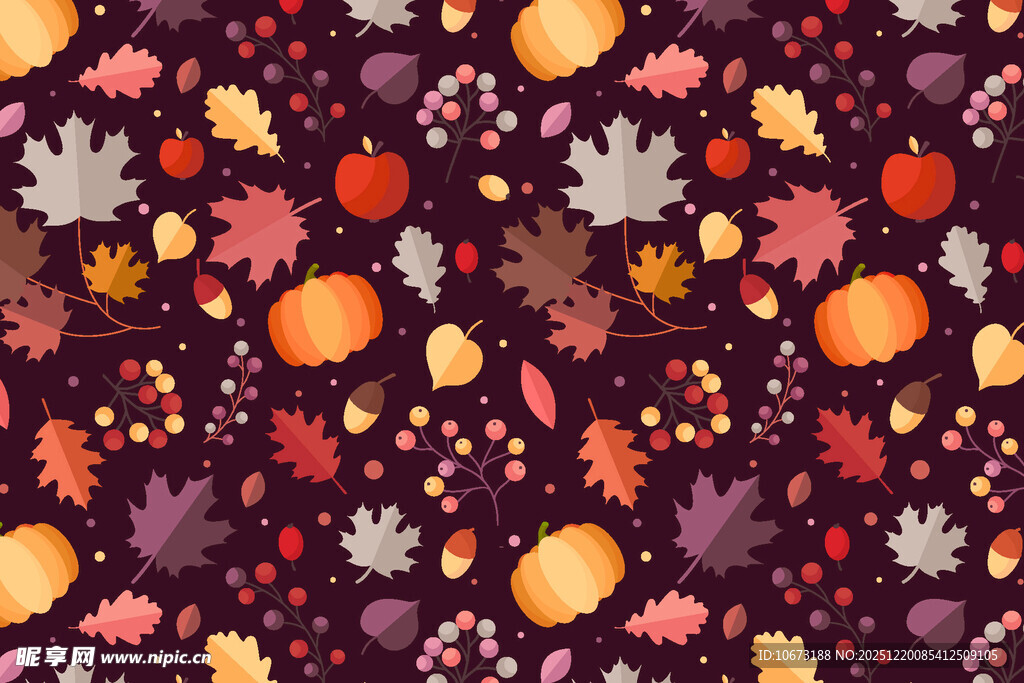 秋季多彩树叶花纹背景图