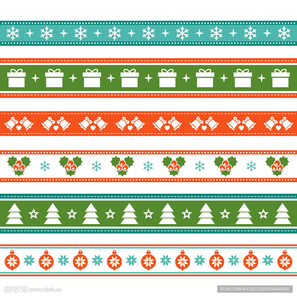 多彩圣诞图案装饰条纹