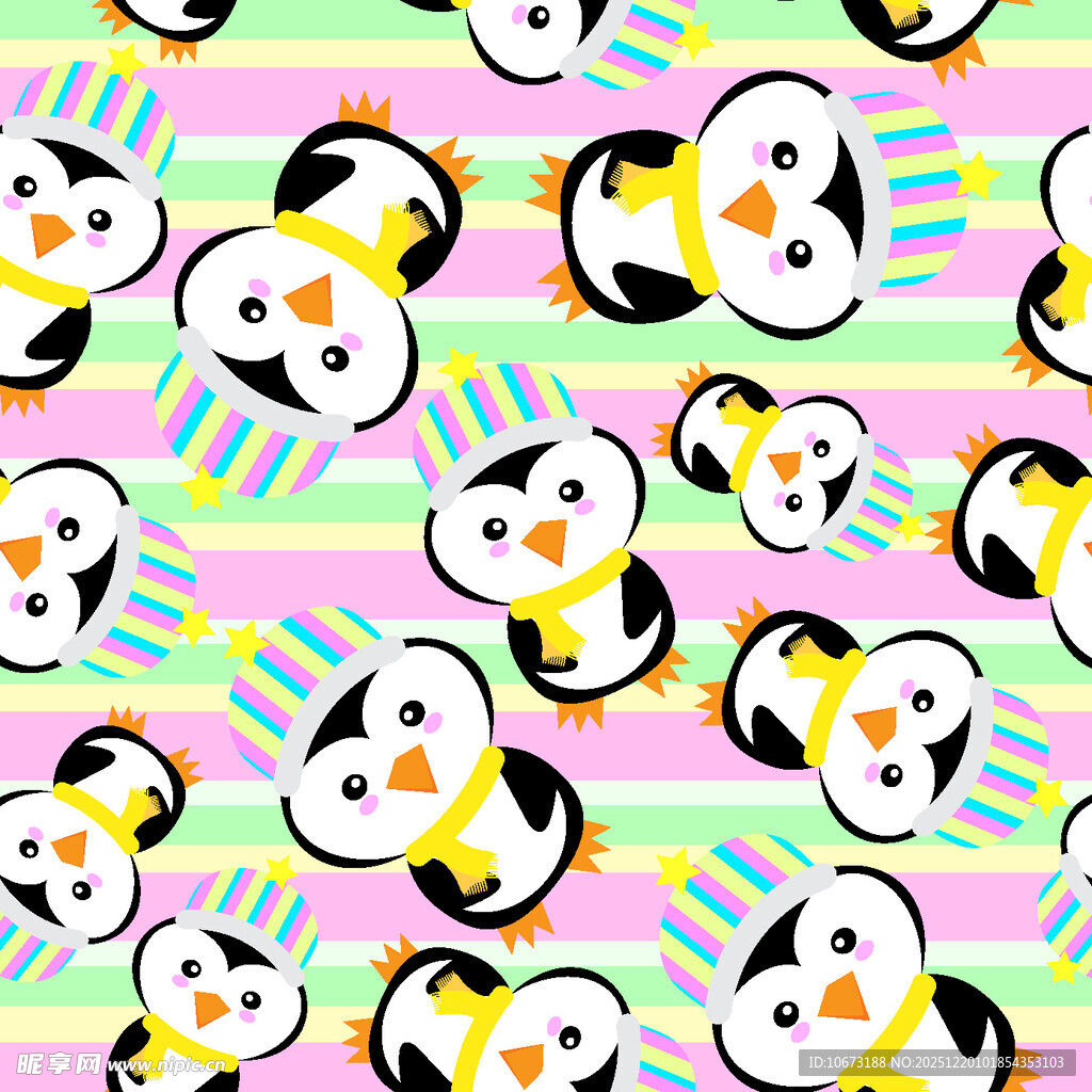 可爱企鹅图案背景