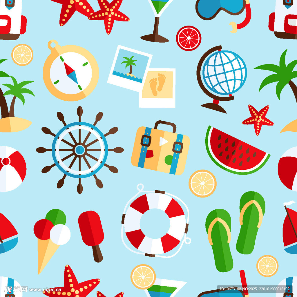 夏日海滩度假元素图案