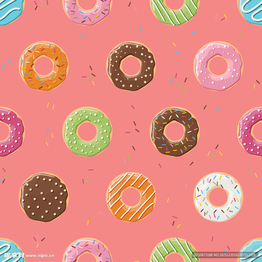 多彩甜甜圈图案背景