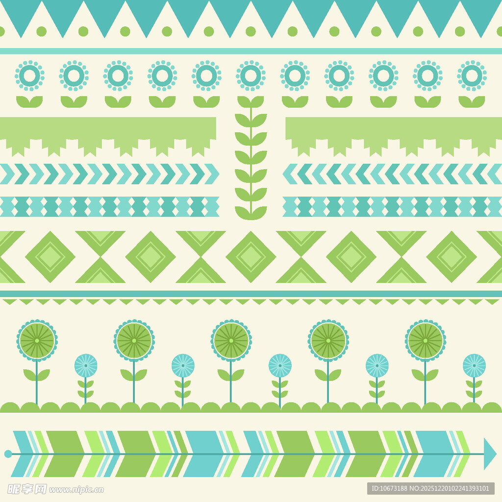 清新几何花卉图案设计