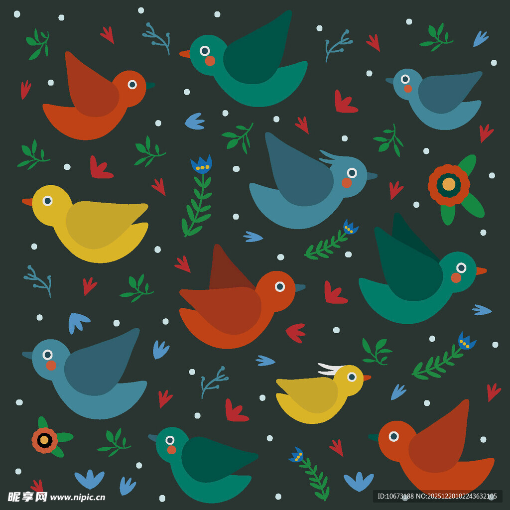 多彩小鸟图案背景设计