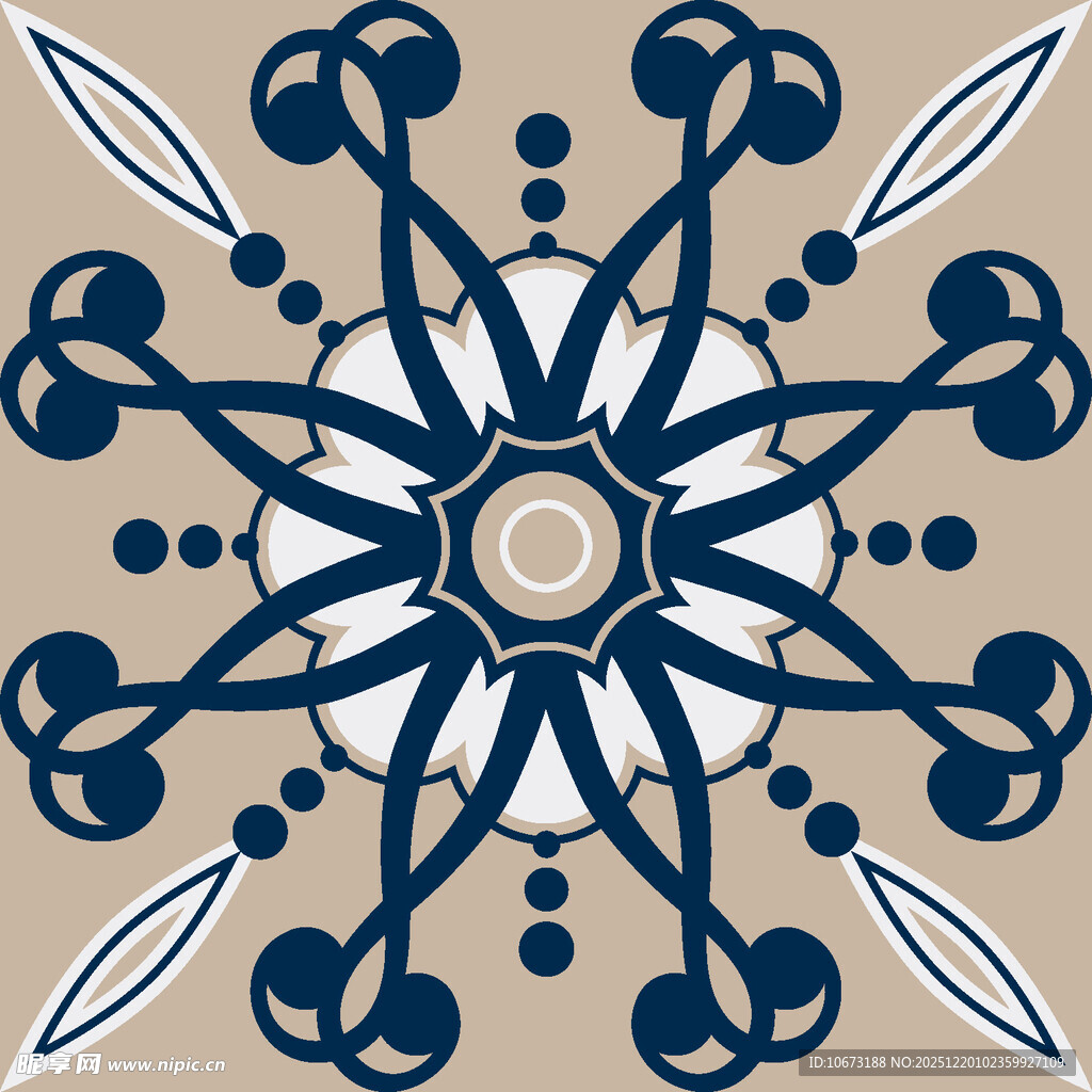 蓝白几何花纹图案设计