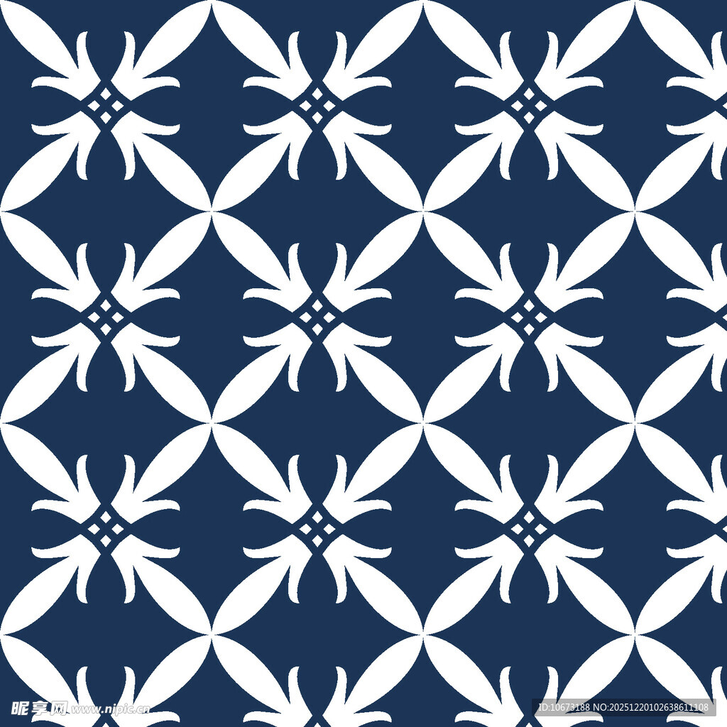 蓝白几何花纹图案设计