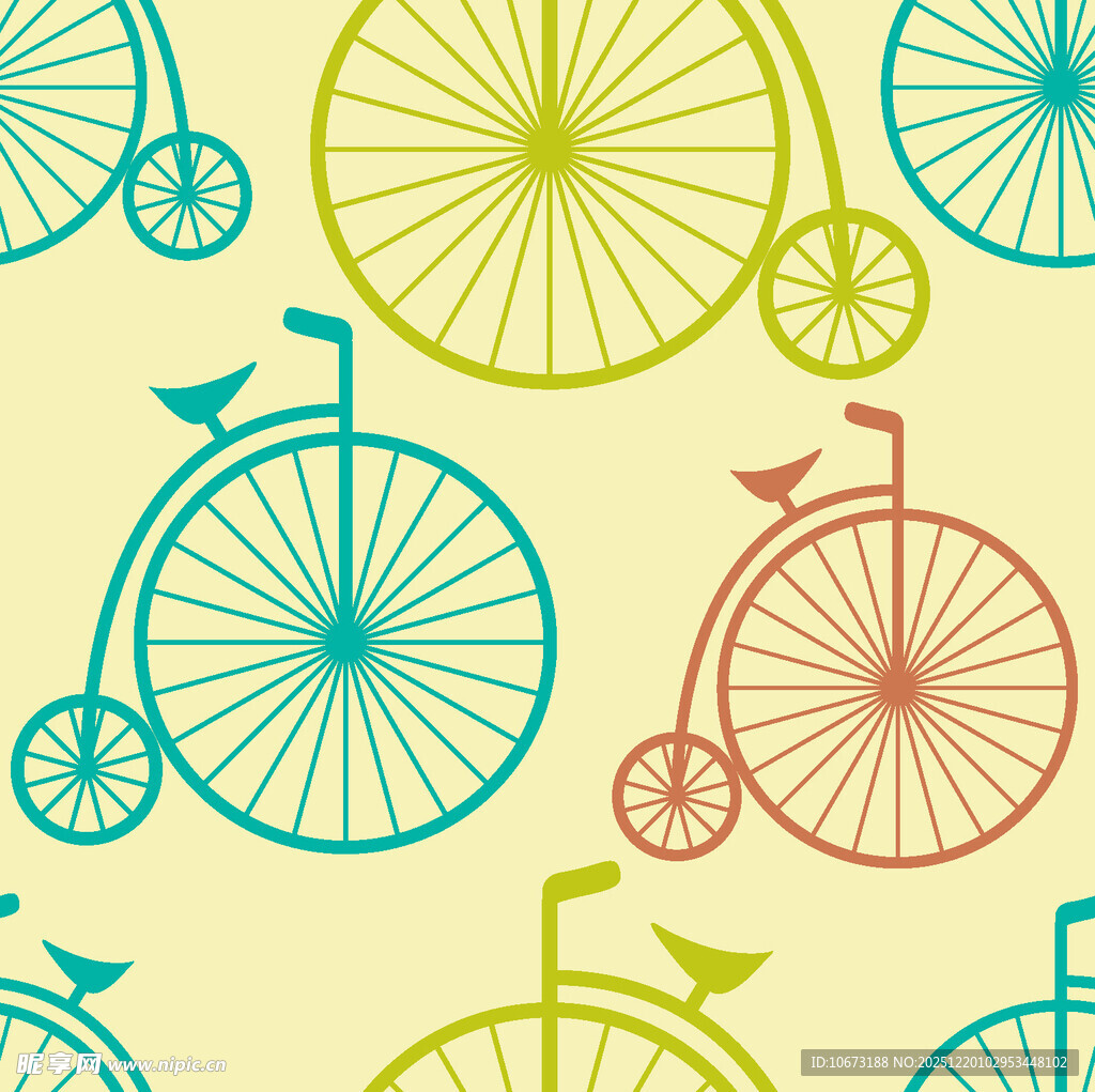 复古自行车无缝图案背景