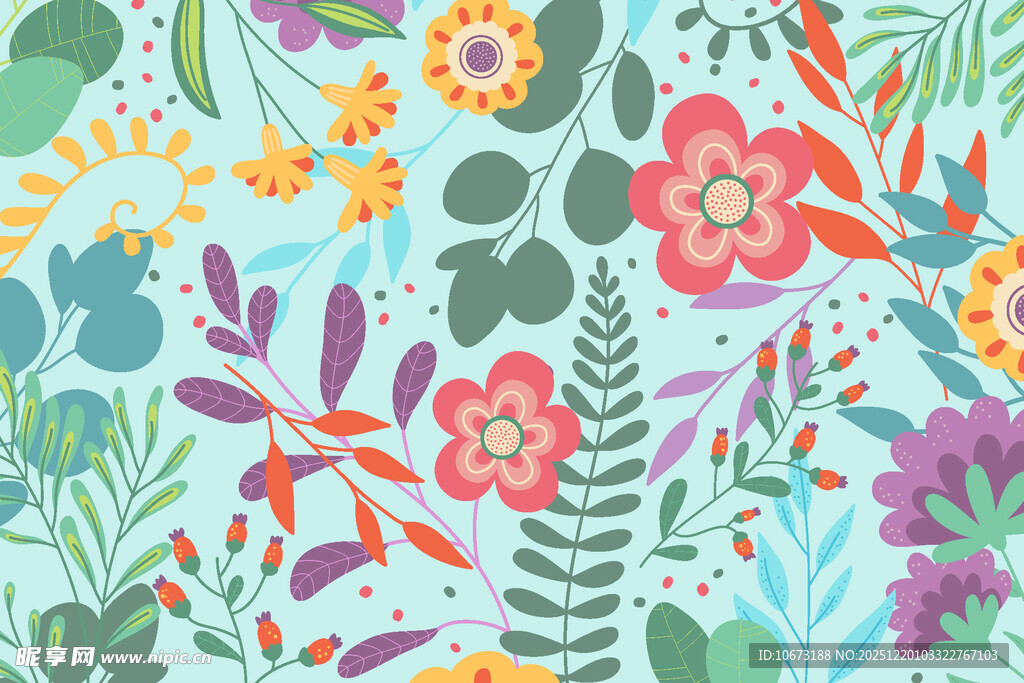 清新多彩花卉图案背景