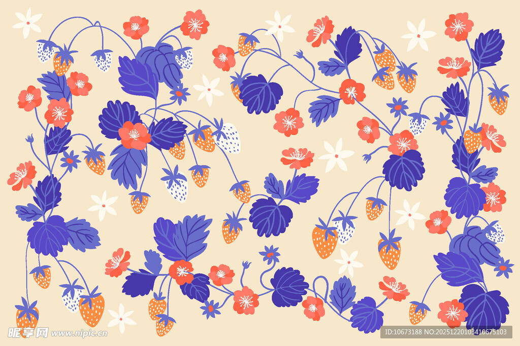 花卉草莓图案背景