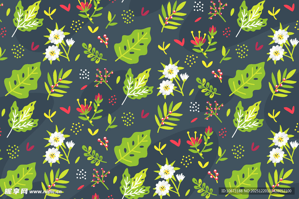 清新植物花卉无缝图案