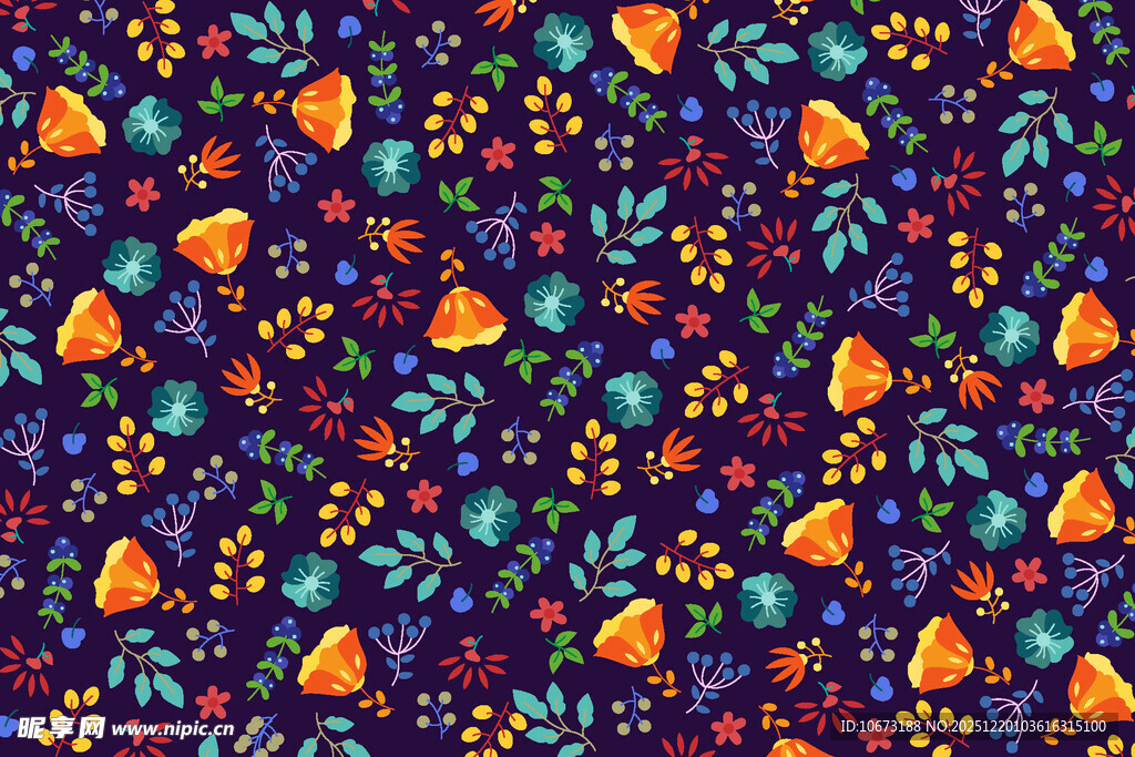 多彩水果花卉图案背景