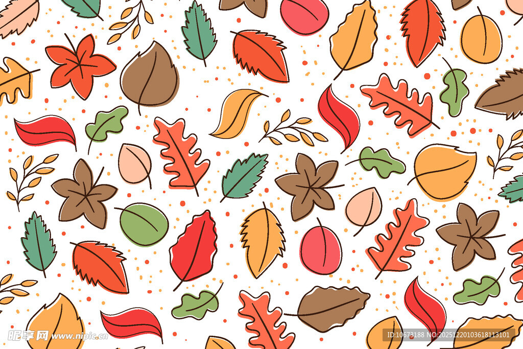 秋季多彩树叶坚果图案