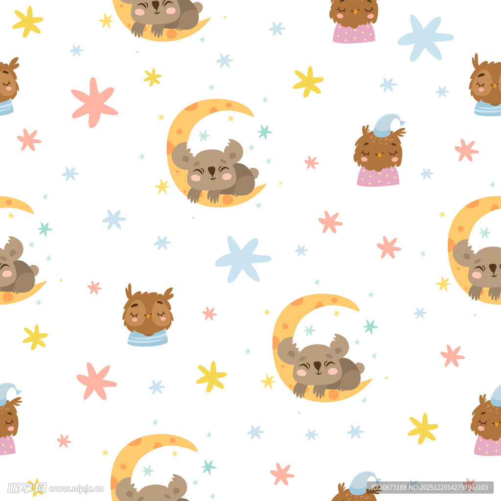 可爱猫咪月亮星星图案