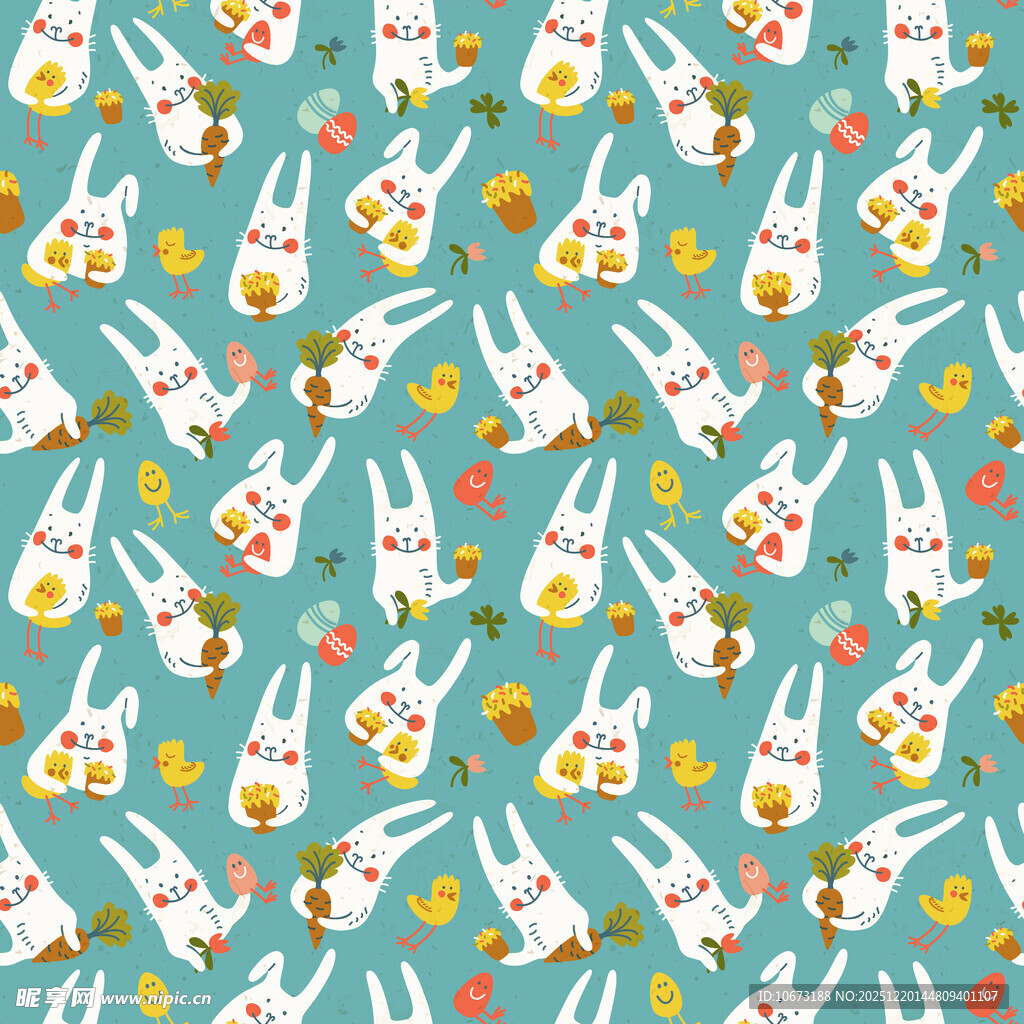 兔子花卉图案背景图