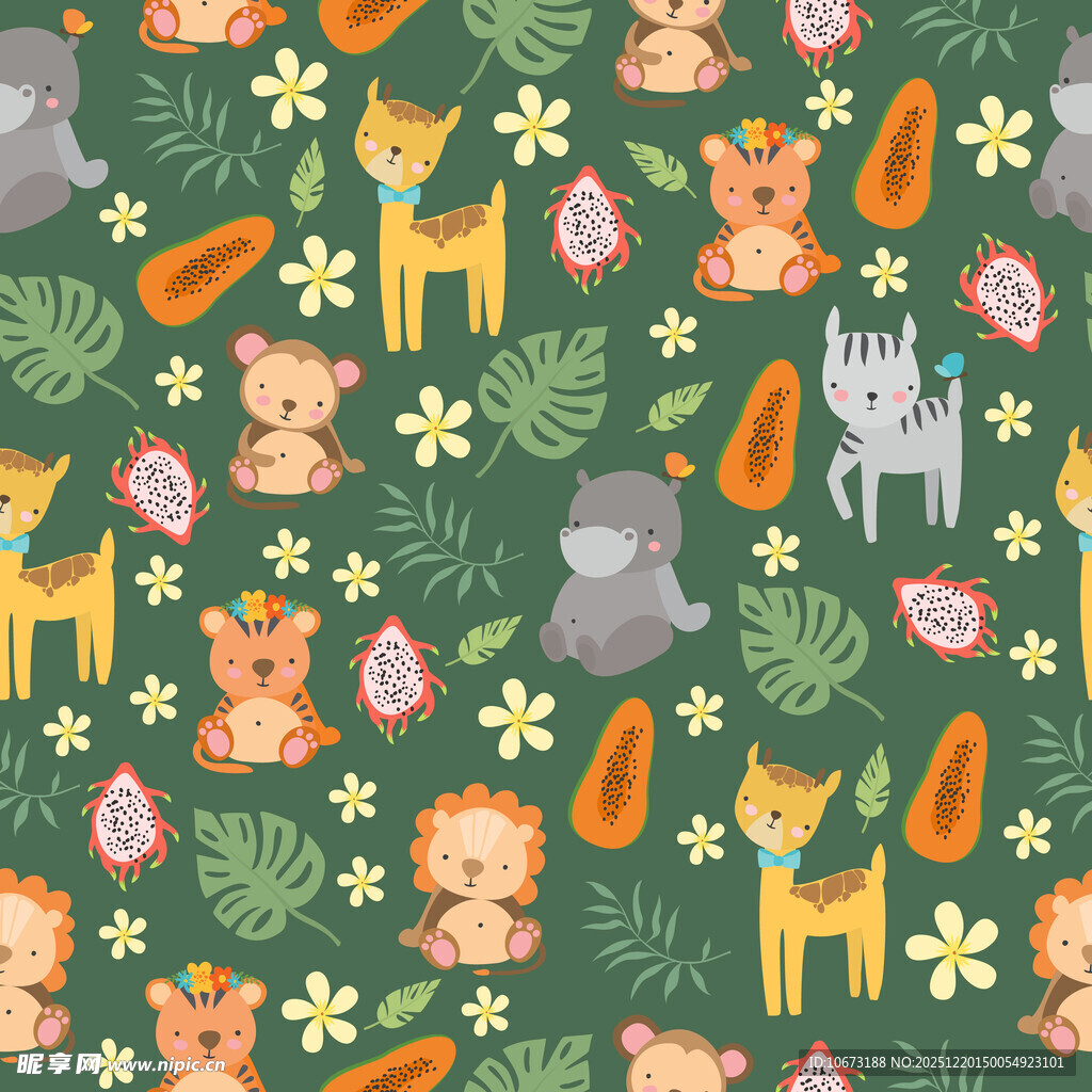 森林动物图案背景