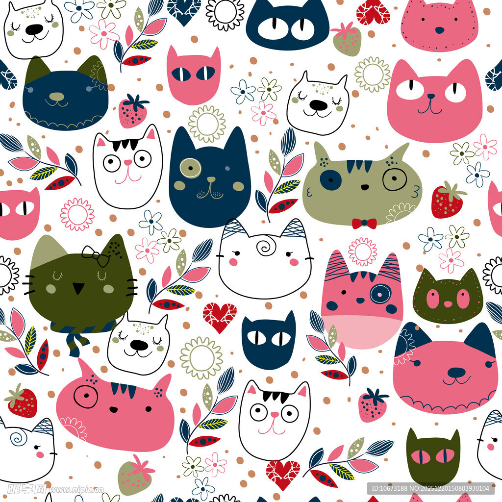 可爱猫咪图案背景设计