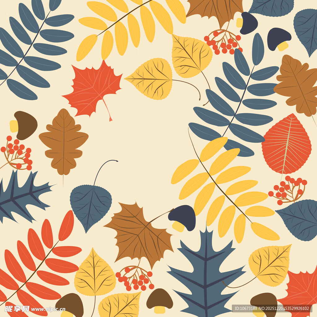 秋季缤纷树叶装饰图案