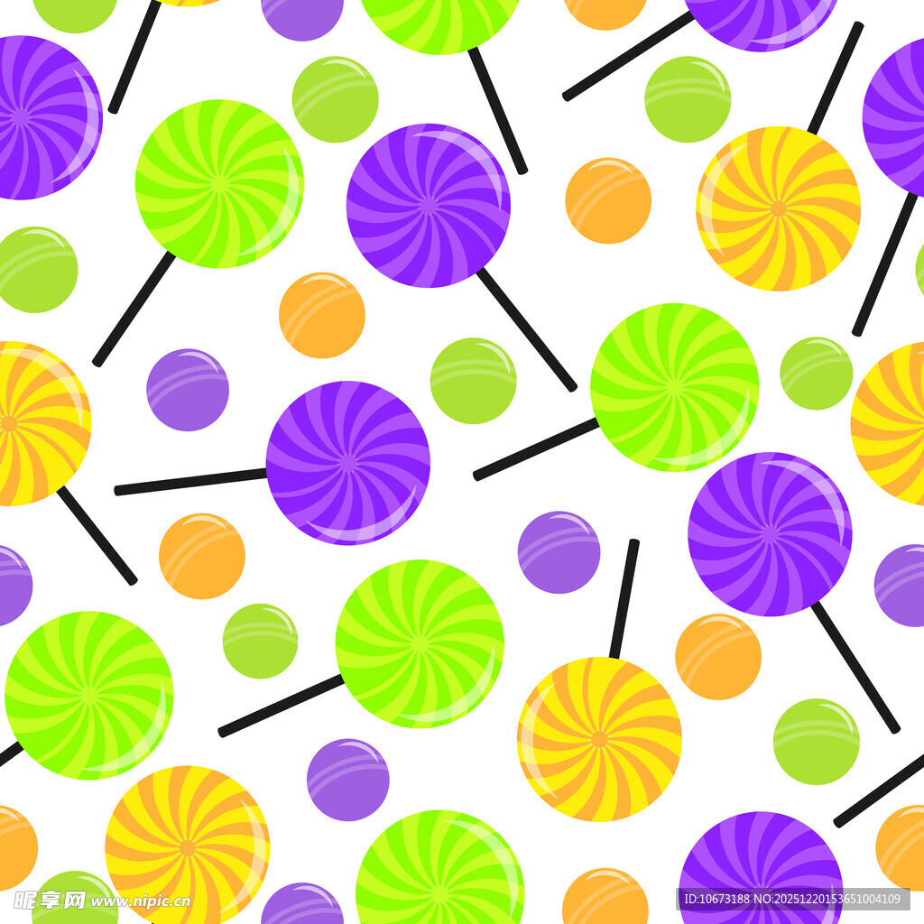 多彩棒棒糖无缝图案背景