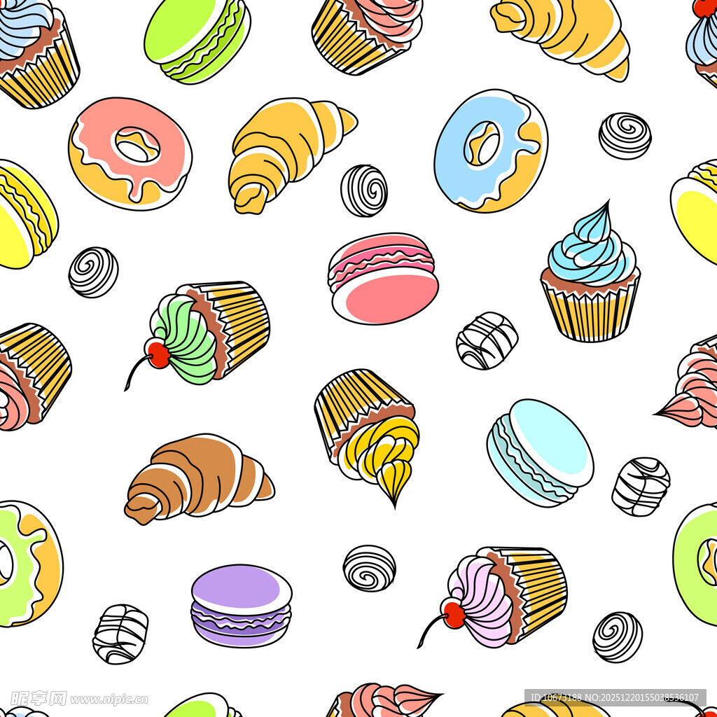 多彩手绘甜点图案