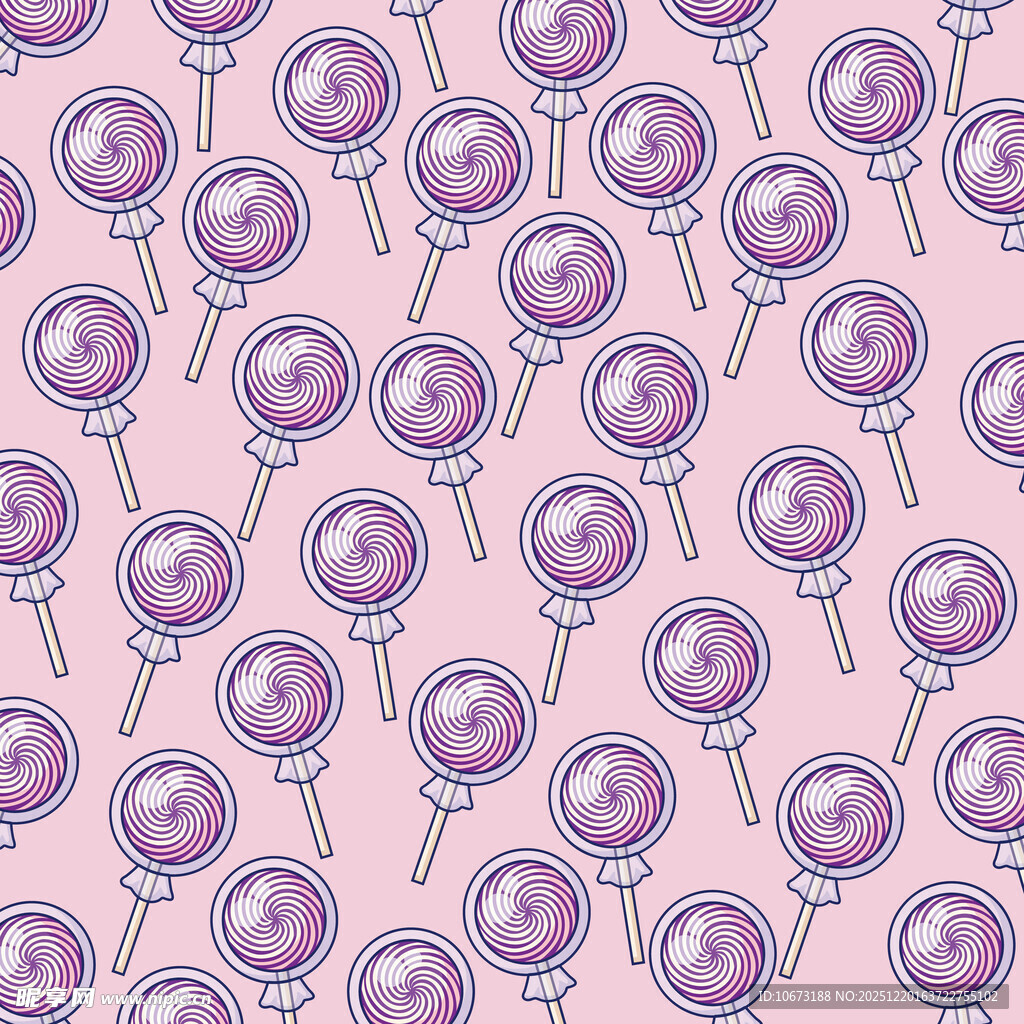 紫色棒棒糖无缝图案背景