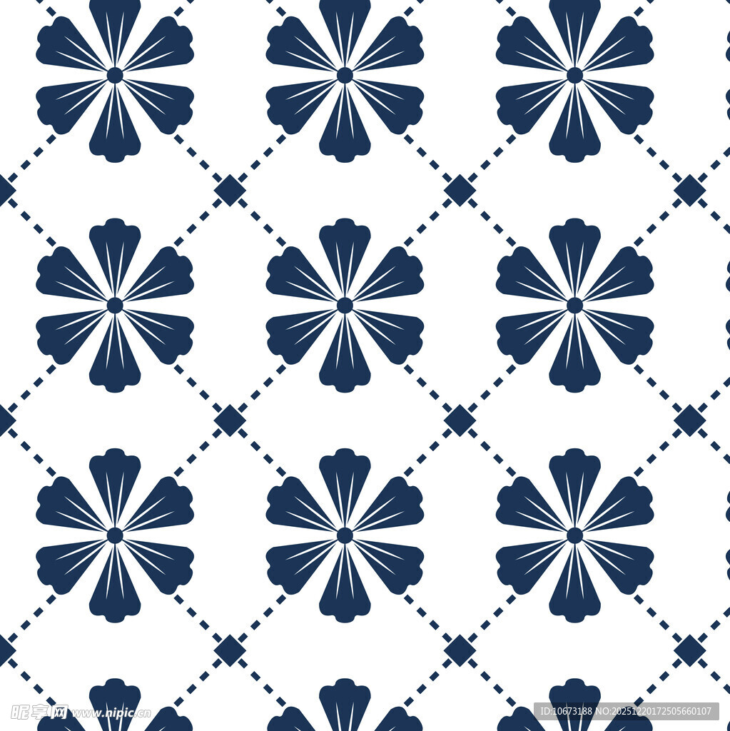 蓝白几何花纹图案